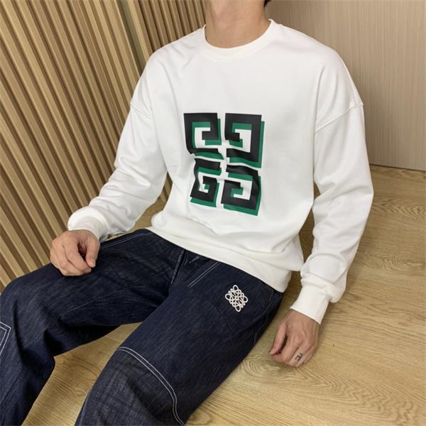 GIVENCHY コピー 2025秋冬コーデ 万能 洗練スタイル ホワイト 緑 4G ロゴ パーカー ジバンシー 