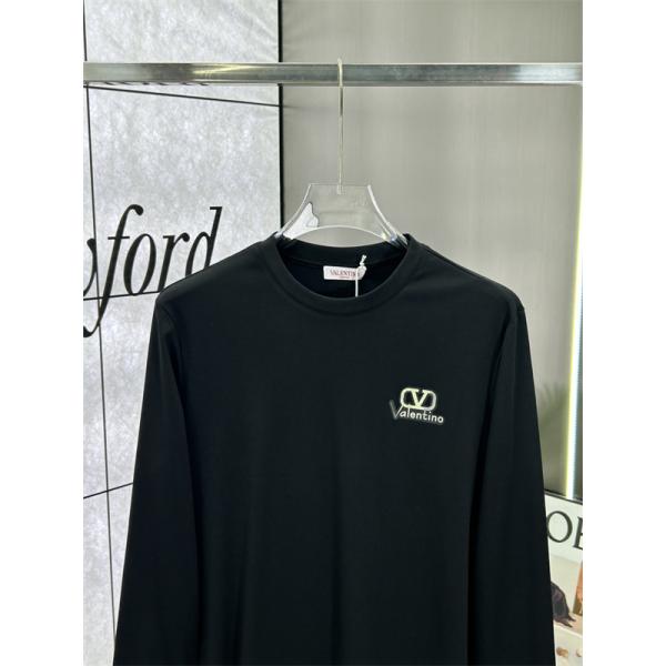 ヴァレンティーノ Valentino 偽物 2025秋冬必須 トレンド ホワイト × ブラック 2 色 V ロゴ 長袖 T シャツ 