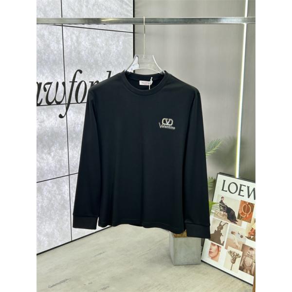 ヴァレンティーノ Valentino 偽物 2025秋冬必須 トレンド ホワイト × ブラック 2 色 V ロゴ 長袖 T シャツ 