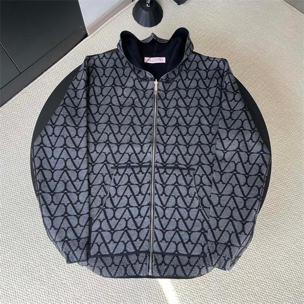 グレー × ブラック 满印 V 纹 ジップジャケット ヴァレンティーノ Valentino コピー 秋冬重厚感のある 定番