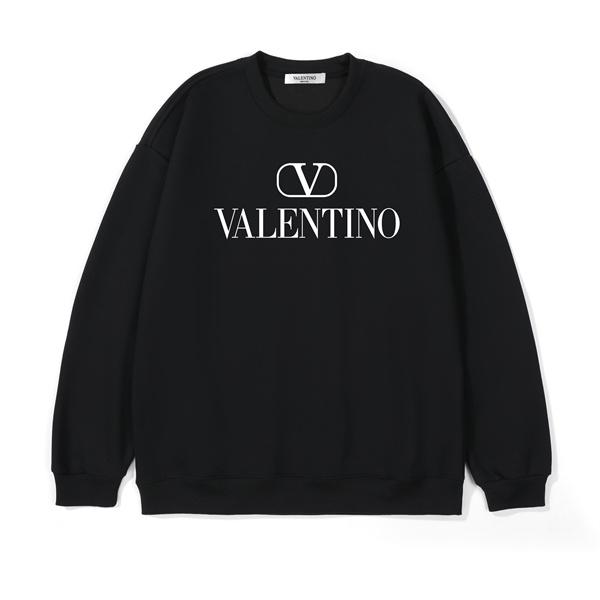 Valentino 偽物 2025秋冬コーデ  注目ブラック × グレー 2 色 V ロゴ 円领 スウェット ヴァレンティーノ