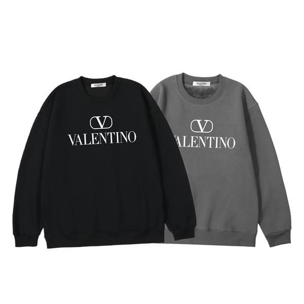 Valentino 偽物 2025秋冬コーデ  注目ブラック × グレー 2 色 V ロゴ 円领 スウェット ヴァレンティーノ