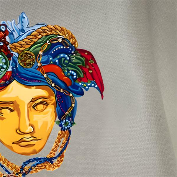 2025秋冬おすすめ 新作 ブラック × ホワイト カラフルメデューサ刺繍 長袖Tシャツ ヴェルサーチ VERSACE 偽物
