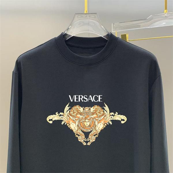 2025秋冬対応 プレミアム ブラック × ホワイト ゴールド双メデューサ 長袖Tシャツ ヴェルサーチ VERSACE コピー