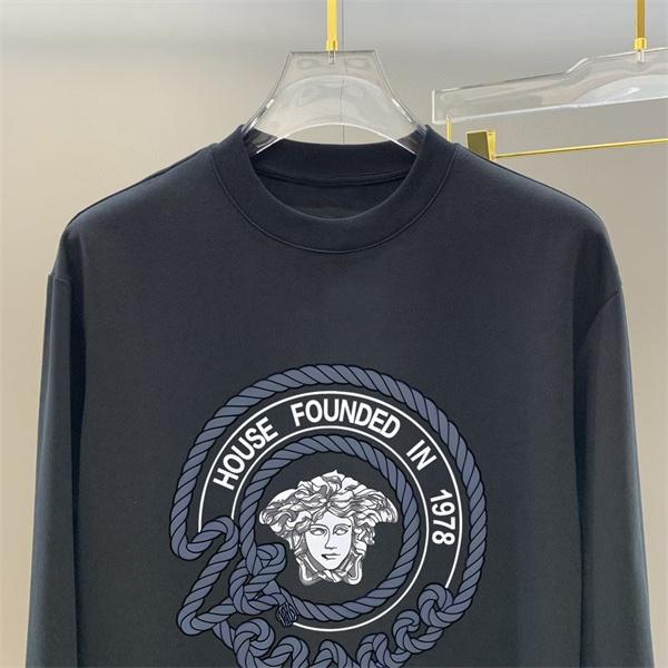 ヴェルサーチ VERSACE コピー 2025秋冬準備 売れ筋 ブラック × ホワイト 円形メデューサロゴ 長袖Tシャツ