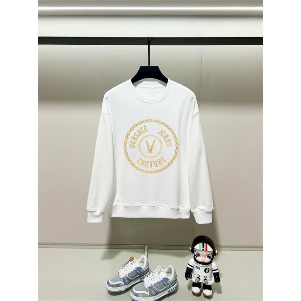  2025秋冬コレクション レア ブラック ゴールド V チェーン柄 パーカー ヴェルサーチ VERSACE 偽物