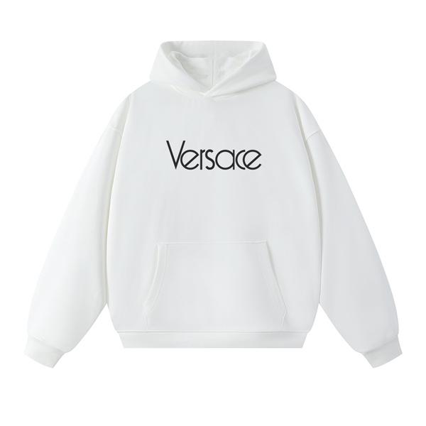  ブラック × ホワイト シンプルロゴ パーカー ヴェルサーチ VERSACE コピー 2025秋冬エッセンス 最安値