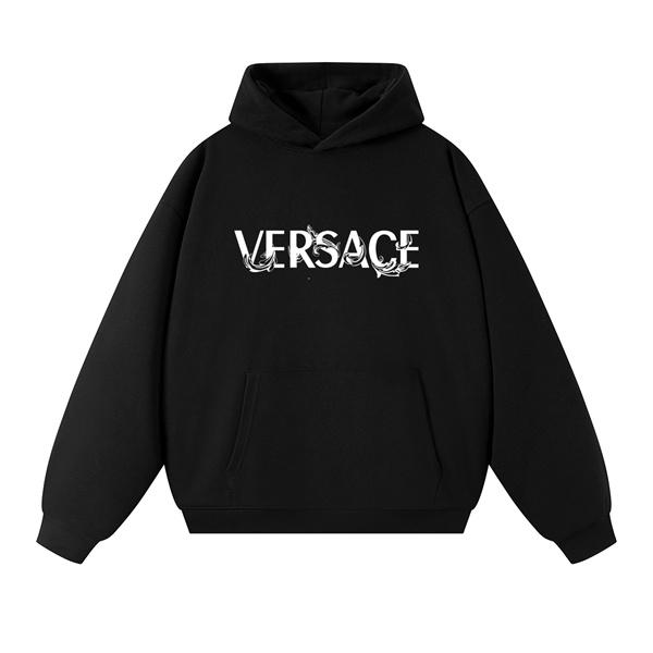 ヴェルサーチ VERSACE コピー 2025 秋冬ブーム 話題沸騰 ブラック × ホワイト ヴィンテージ風 パーカー 