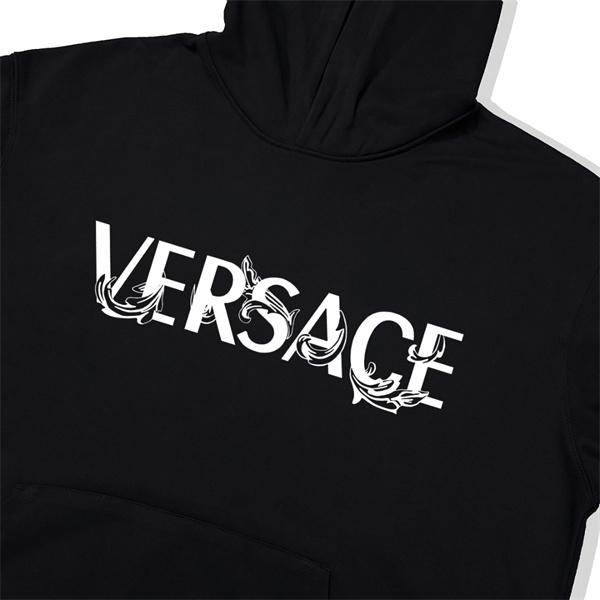 ヴェルサーチ VERSACE コピー 2025 秋冬ブーム 話題沸騰 ブラック × ホワイト ヴィンテージ風 パーカー 