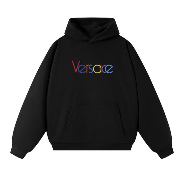 2025秋冬ミューズ カラフル ブラック × ホワイト 虹色ロゴ パーカー ヴェルサーチ VERSACE スーパーコピー