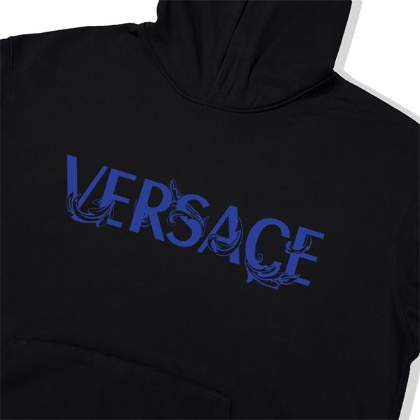 2025秋冬アイコン 希少感 ブラック × ホワイト ブルーヴィンテージロゴ パーカー ヴェルサーチ VERSACE コピー