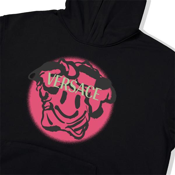 2025秋冬トレンド 新着 プレミアム 話題 ブラック × ホワイト ヴェルサーチ VERSACE コピー パーカー 