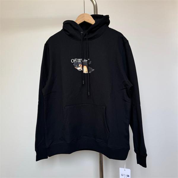 2025秋冬限定モデル 数量限定 オフホワイト オーバーサイズ ブラック × ホワイト プリント Off-White 偽物 パーカー 
