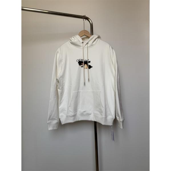 2025秋冬限定モデル 数量限定 オフホワイト オーバーサイズ ブラック × ホワイト プリント Off-White 偽物 パーカー 