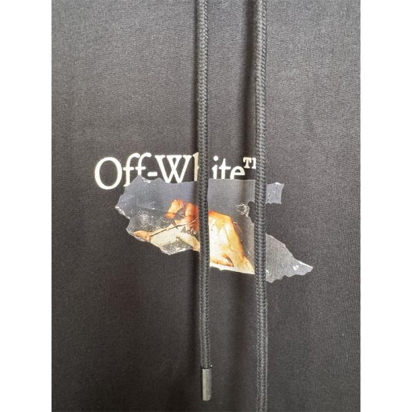 2025秋冬限定モデル 数量限定 オフホワイト オーバーサイズ ブラック × ホワイト プリント Off-White 偽物 パーカー 