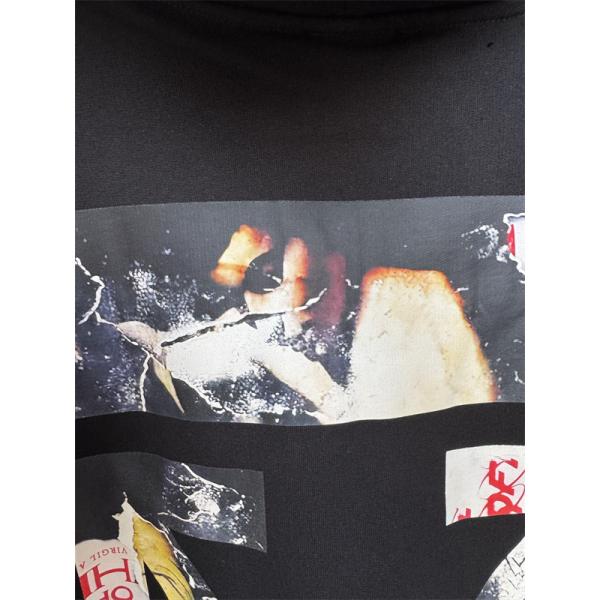 2025秋冬限定モデル 数量限定 オフホワイト オーバーサイズ ブラック × ホワイト プリント Off-White 偽物 パーカー 