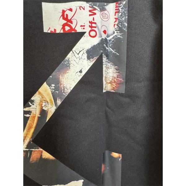 2025秋冬限定モデル 数量限定 オフホワイト オーバーサイズ ブラック × ホワイト プリント Off-White 偽物 パーカー 