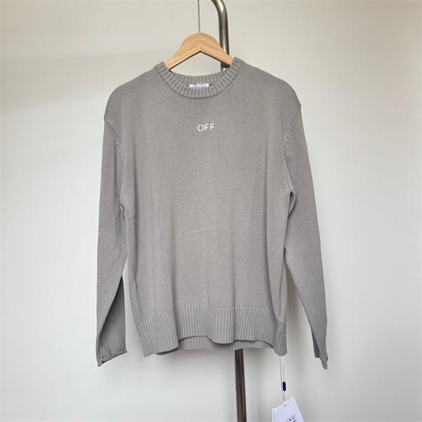高級感 大人カジュアル グレー × ホワイトセーター Off-White コピー 2025秋冬注目スタイル オフホワイト