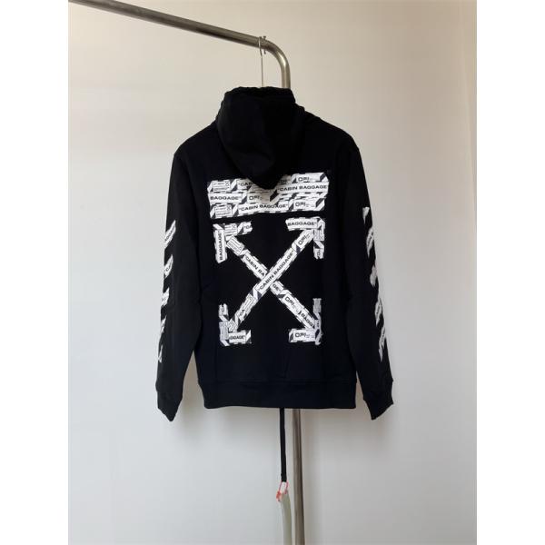 2025秋冬人気モデル 保温性ファッション オフホワイト ブラック × ホワイト プリント パーカー Off-White コピー