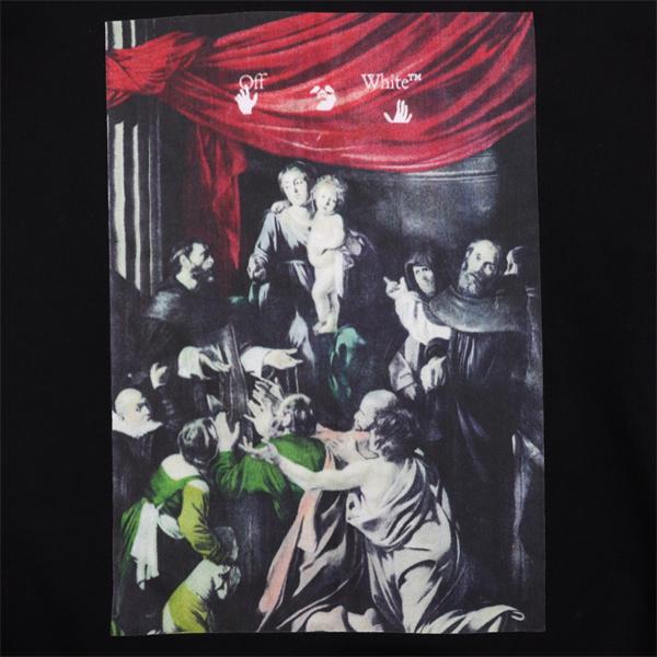 プリント シックな印象 ブラック パーカー Off-White オフホワイト 偽物 2025秋冬ダークスタイル 限定入手 