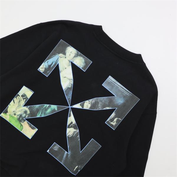 プリント シックな印象 ブラック パーカー Off-White オフホワイト 偽物 2025秋冬ダークスタイル 限定入手 