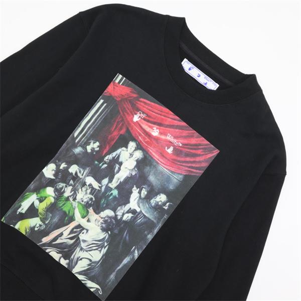 プリント シックな印象 ブラック パーカー Off-White オフホワイト 偽物 2025秋冬ダークスタイル 限定入手 