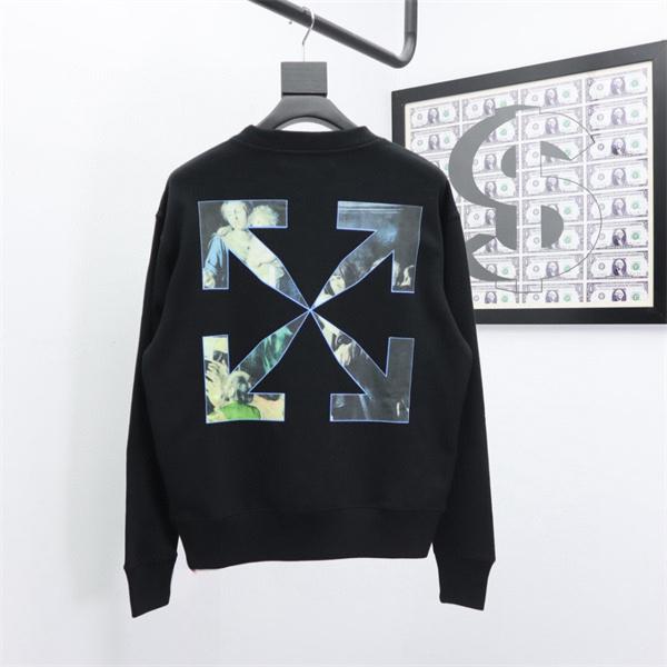 プリント シックな印象 ブラック パーカー Off-White オフホワイト 偽物 2025秋冬ダークスタイル 限定入手 