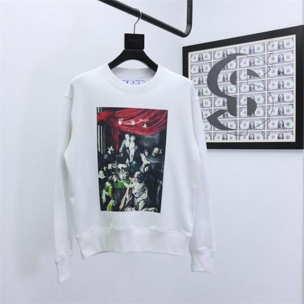 プリント シックな印象 ブラック パーカー Off-White オフホワイト 偽物 2025秋冬ダークスタイル 限定入手 