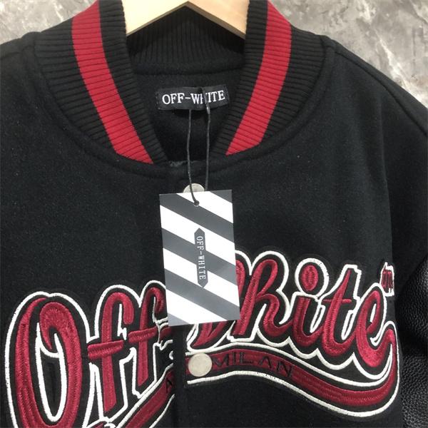ブラック × レッド ベースボールジャケット Off-White コピー 2025秋冬注目スタイル 当店イチオシ オフホワイト