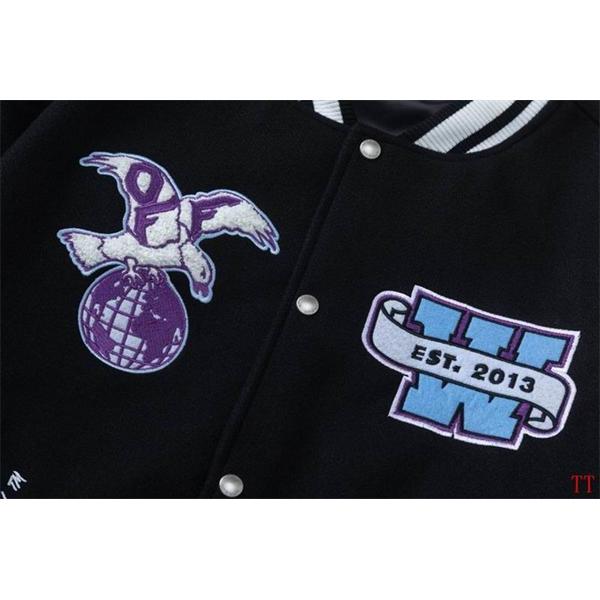 ラック × ライトブルー ベースボールジャケット Off-White オフホワイト 偽物 2025 秋冬コラボ風 数量限定 お洒落 刺繍 