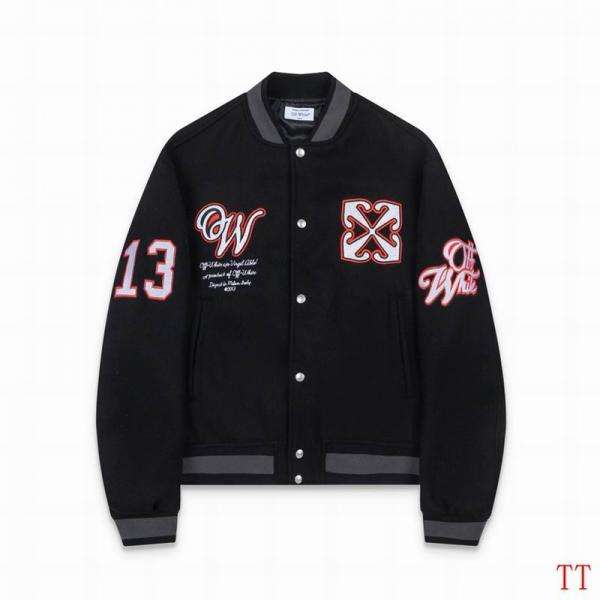 2025 秋冬モデル 刺繍  着心地抜群 モード系 ブラック × レッド ベースボールジャケット Off-White オフホワイト コピー