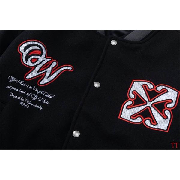 2025 秋冬モデル 刺繍  着心地抜群 モード系 ブラック × レッド ベースボールジャケット Off-White オフホワイト コピー