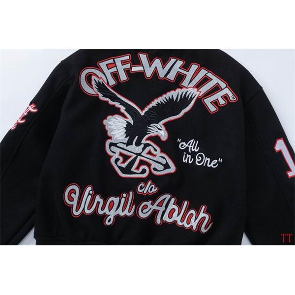 2025 秋冬モデル 刺繍  着心地抜群 モード系 ブラック × レッド ベースボールジャケット Off-White オフホワイト コピー