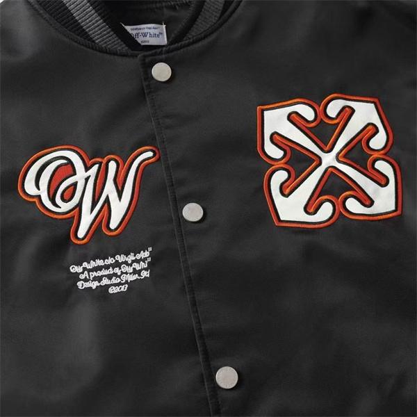ブラック × オレンジ ベースボールジャケット Off-White オフホワイト スーパーコピー 2025 秋冬定番 限定販売 シックな個性 