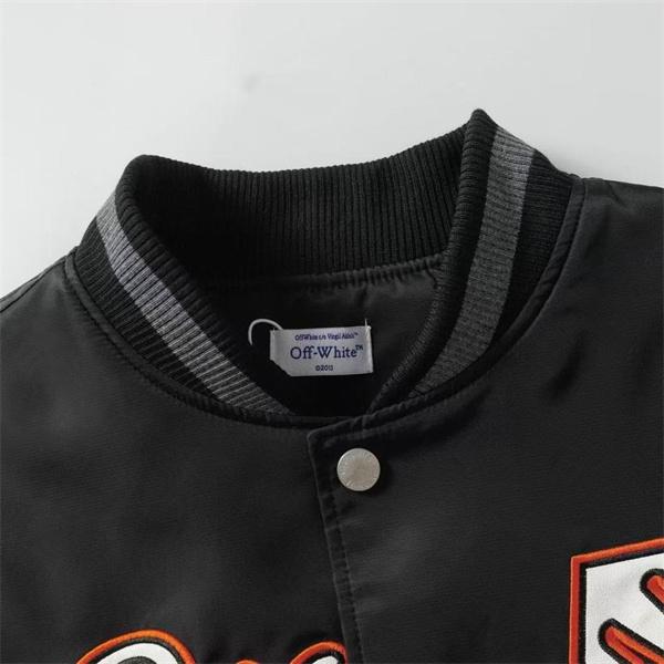 ブラック × オレンジ ベースボールジャケット Off-White オフホワイト スーパーコピー 2025 秋冬定番 限定販売 シックな個性 