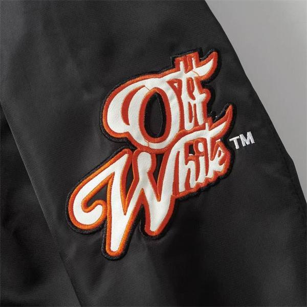 ブラック × オレンジ ベースボールジャケット Off-White オフホワイト スーパーコピー 2025 秋冬定番 限定販売 シックな個性 