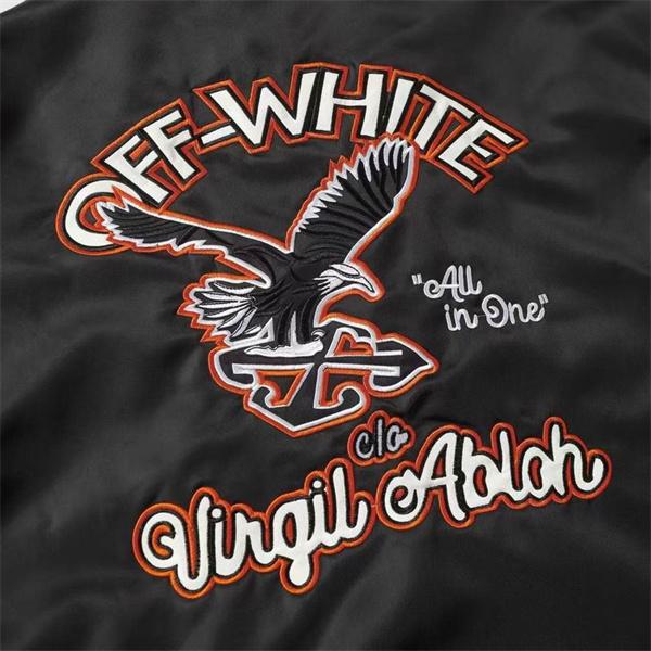 ブラック × オレンジ ベースボールジャケット Off-White オフホワイト スーパーコピー 2025 秋冬定番 限定販売 シックな個性 