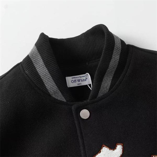 Off-White オフホワイト コピー 2025秋冬必須アイテム 入手困難 着心地抜群 おすすめ ブラック × オレンジ ベースボールジャケット 