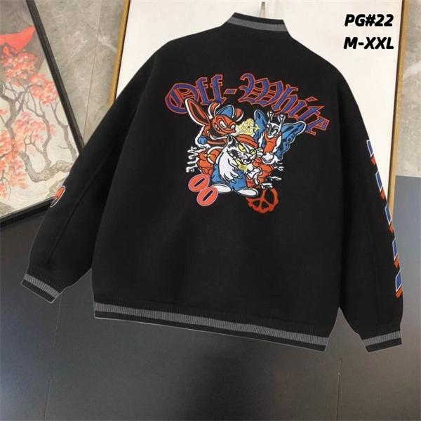 Off-White オフホワイト コピー 2025秋冬必須アイテム 入手困難 着心地抜群 おすすめ ブラック × オレンジ ベースボールジャケット 