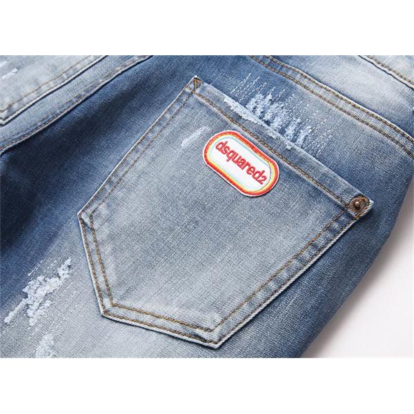 ライトブルー ダメージデザイン ディースクエアード コピー デニムパンツ DSQUARED2 秋冬ストリート 定番 プレミアム