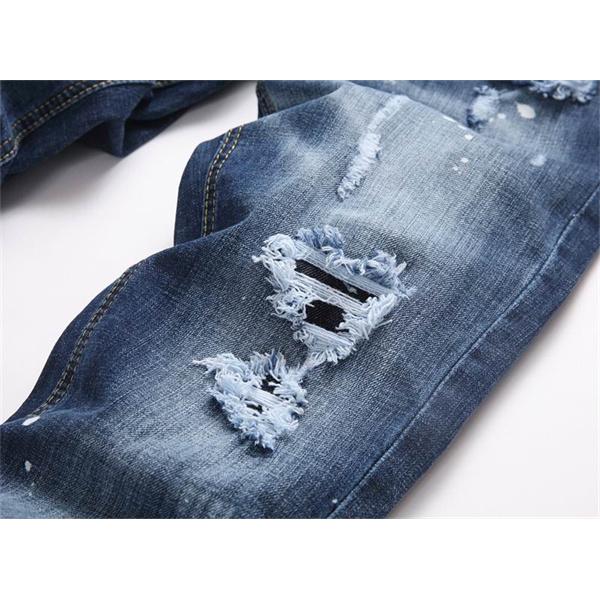 ライトブルー スプラッシュプリント ダメージ デニムパンツ ディースクエアード コピー  DSQUARED2 秋冬 人気 おすすめ