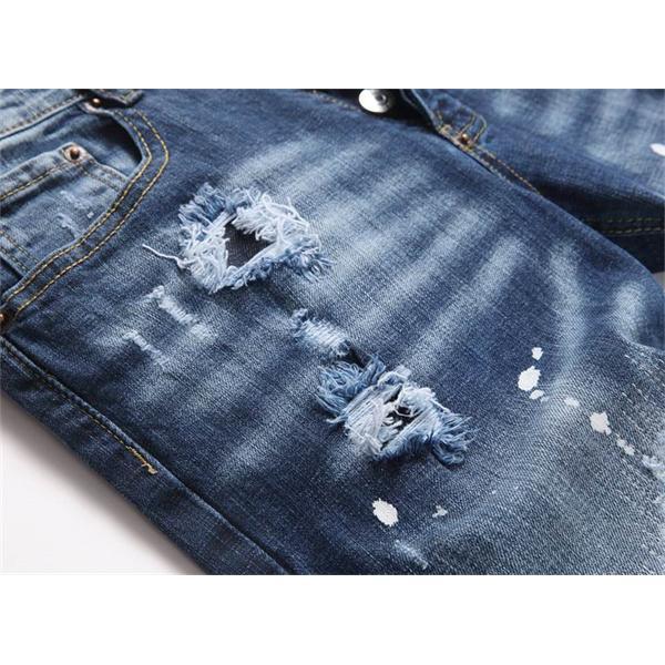 ライトブルー スプラッシュプリント ダメージ デニムパンツ ディースクエアード コピー  DSQUARED2 秋冬 人気 おすすめ