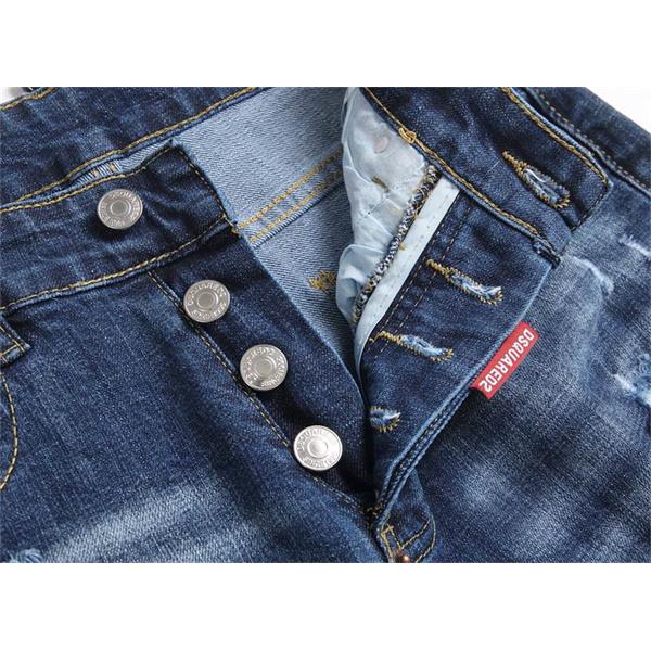 ライトブルー スプラッシュプリント ダメージ デニムパンツ ディースクエアード コピー  DSQUARED2 秋冬 人気 おすすめ