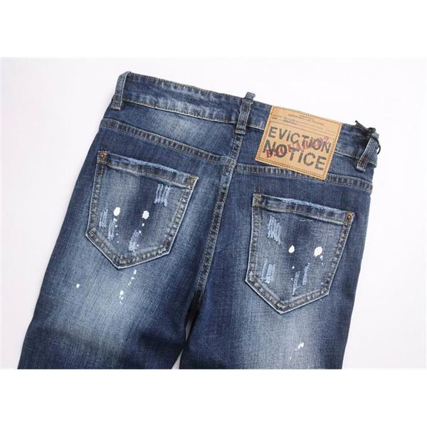 ライトブルー スプラッシュプリント ダメージ デニムパンツ ディースクエアード コピー  DSQUARED2 秋冬 人気 おすすめ