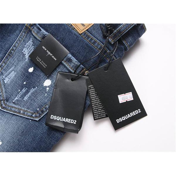 ライトブルー スプラッシュプリント ダメージ デニムパンツ ディースクエアード コピー  DSQUARED2 秋冬 人気 おすすめ