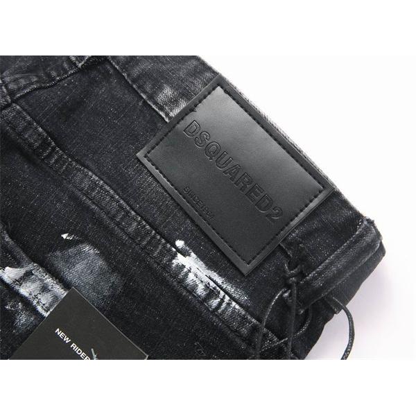 ディースクエアード ブラック × ホワイト ヴィンテージ風加工 ダメージ デニムパンツ 偽物  DSQUARED2 秋冬レトロムード 注目