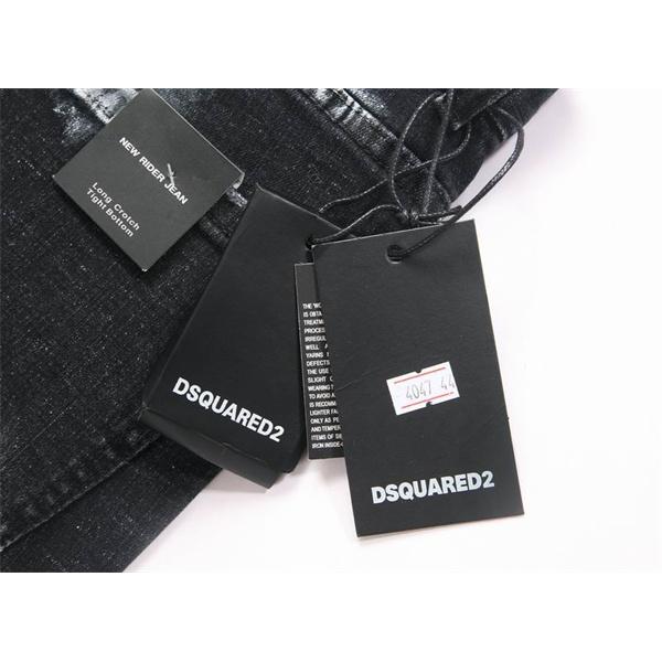 ディースクエアード ブラック × ホワイト ヴィンテージ風加工 ダメージ デニムパンツ 偽物  DSQUARED2 秋冬レトロムード 注目