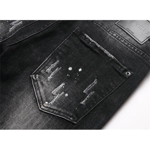 ブラック バッジワッペン ダメージ ディースクエアード デニムパンツ DSQUARED2 コピー 秋冬 個性を彩る 定番