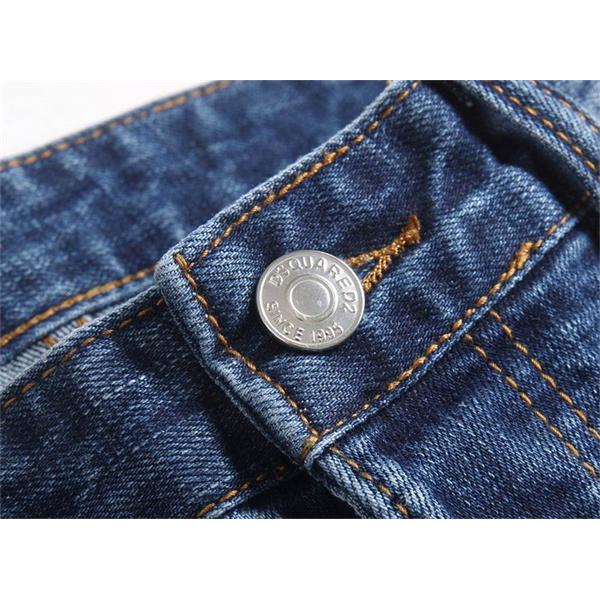 ライトブルー カラフルバッジ ダメージ デニムパンツ ディースクエアード DSQUARED2 偽物 秋冬 ポップで活気ある 人気