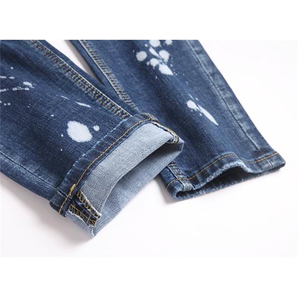 ライトブルー 大胆ダメージ スプラッシュ デニムパンツ DSQUARED2 コピー 秋冬 ダイナミックで大胆な 万能
